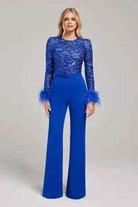 Nadine Merabi Ariana Blue Jumpsuit L UK 14 Bnwt New NO BELT Large - Picture 1 of 21