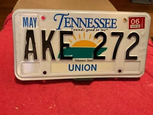 Tennessee License Plate Sunrise Design AKE 272 Union County 2006 - Picture 1 of 3
