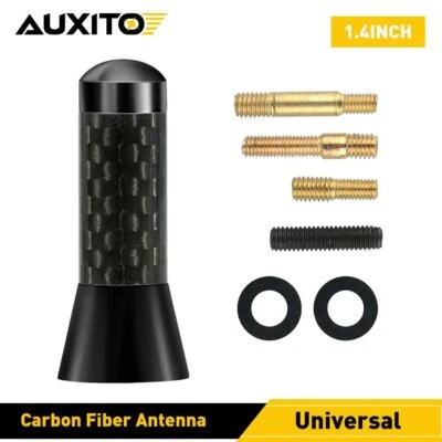 Tornillo 1.4 pulgadas + Antena Coche Fibra de Carbono Radio FM Antena Negro Kit Universal Foto 1 de 4