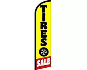 Tires Sale Yellow/Black/Red/White Windless Banner Advertising Marketing Flag - Picture 1 of 1