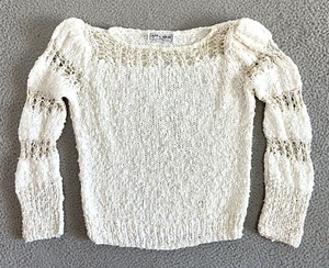 Vintage Ann Caron Sweater Womens Small Gold Metallic Popcorn 70s - Picture 1 of 15