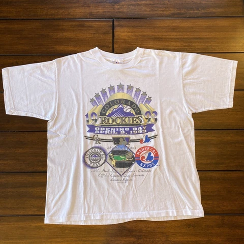 VTG. Single Stitch Colorado Rockies 1993 First Opening Day T-Shirt Size Large L Cover