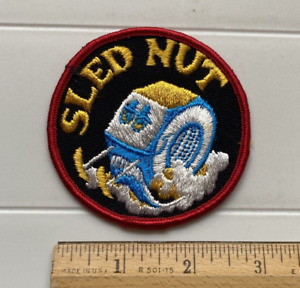 Vintage Sled Nut Snowmobile Snowmobiling Round Embroidered Patch Badge