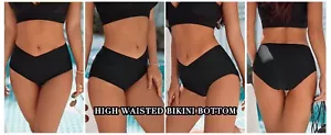Black High Waist Bikini Bottoms sz M - Picture 1 of 4