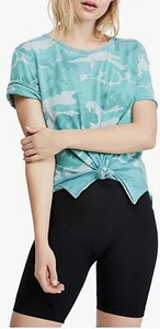 Free People Camo Tee Loose Knit Teal Combo Small M - Picture 1 of 11