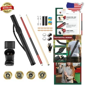 Quality Maple Billiard Cue Sticks & Soft Case with Accessory Kit – Gift-Ready - Picture 1 of 9