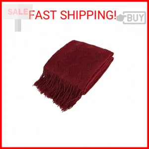 PAVILIA Maroon Red Knit Throw Blanket for Couch Bed, Soft Knitted Farmhouse Sofa - Picture 1 of 2