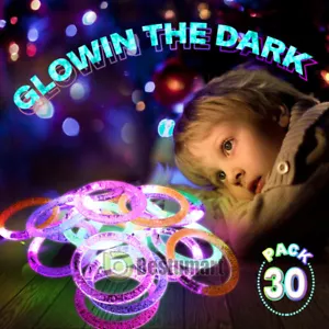 30PCS LED Light Up Bracelets Flashing Wristbands Party Favors Glowing Glow - Picture 1 of 12