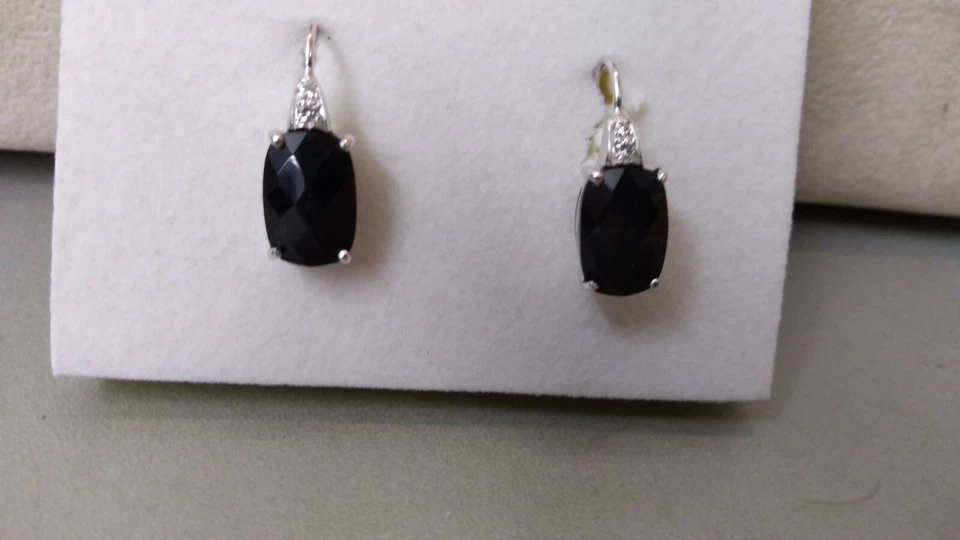 Orecchini in argento 925 con pietra nera e zirconi - Immagine 1 di 1