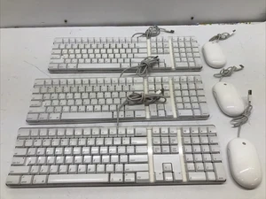 LOT OF 3 pairs -- 3 Apple A1048 Keyboards & 3 Apple A1152 Mighty Mice *TESTED* - Picture 1 of 5