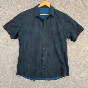 Lululemon Airing Easy Short Sleeve Button Shirt Mens XL Blue Performance Tee - Picture 1 of 10