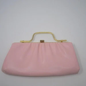 Vintage 50er 60er PINK glamourös skulptural minimalistisch mod Clutch Handtasche Metallgriff gebraucht, in einwandfreiem Zustand - Bild 1 von 7