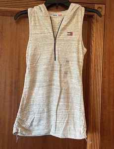 Tommy Hilfiger Sport Heather Gray Half Zip Hooded Tank Drawstring Sides XXS - Picture 1 of 7