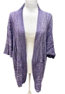 Dressbarn Cardigan Sweater Womens 1X Purple Open Front Lagenlook Layer Relaxed - Picture 1 of 10