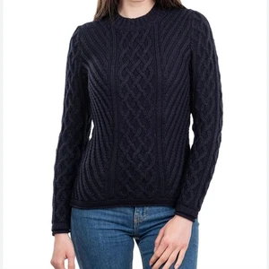 Marineblauer Bass Zopfmuster Fischer Pullover Large - Bild 1 von 9