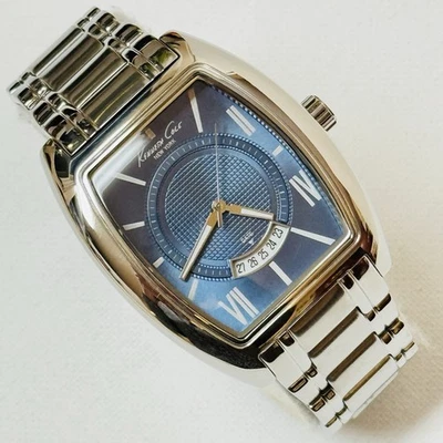 Kenneth Cole Bigger Face Men's Date Watch Silver Stainless Blue Dial KC3859 - Image 1 of 4