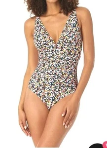 Anne Cole Soft Band Shirred One-Piece Swimsuit, Multi, Size 14 New $108 - Picture 1 of 21