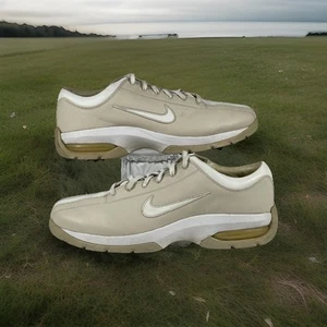 Nike Sport Performance Sneakers Womens US 9 Tan White Leather Spiked Golf Shoes - Picture 1 of 22