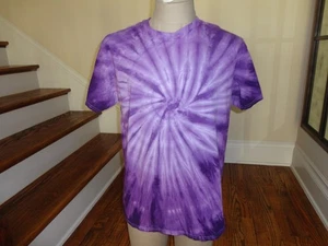 Camiseta Púrpura Tie Dye Algodón en Blanco Adulto L Teñida Individualmente en EE. UU. - Imagen 1 de 7