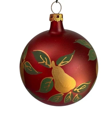Adorno navideño vintage de vidrio Italia bola roja pera fruta diseño pintado a mano Foto 1 de 4
