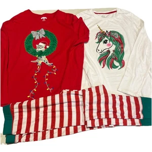 2 Mädchen Langarm Weihnachten T-Shirts Größen 14/16 & 18 plus passende Strumpfhosen - Bild 1 von 7