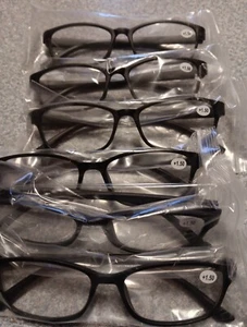 Reading Glasses Mens Womens Black Unisex Readers Eyeglasses 9 Pack Glasses New - Picture 1 of 2