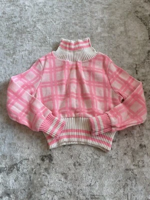 Vintage 1970s Toddler Girl Size 4 Pink & White Turtleneck Stains - Image 1 of 4