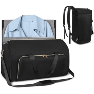 Travel Suit Carrier Garment Duffel Bag Folding Canvas Storage Crossbody Backpack - Picture 1 of 18