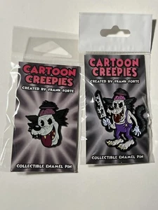 Lote de alfileres de dibujos animados de lobo púrpura con cuchillo de esmalte suave de 2" Big Bad Wolf - Imagen 1 de 8