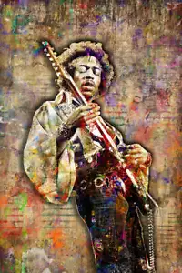 Póster Jimi Hendrix, regalo Jimi Hendrix 2, homenaje colorido en capas a Jimi Hendrix - Imagen 1 de 5