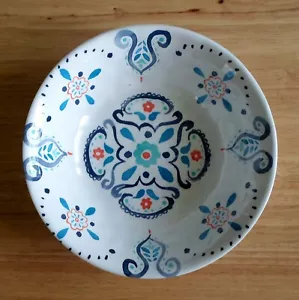 4 pz insalatiere Nicole Miller spagnole floreali melaminiche bianche blu nuove - Foto 1 di 1