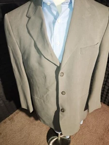 Jhane Barnes Taupe Green Woven Wool Blazer Size 40 R - Picture 1 of 5