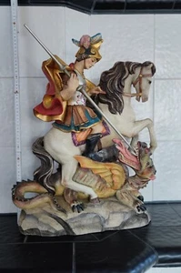 Hl. St Georg Drachentöter gr. Holzschnitzfigur v. Otto Schrott - Bild 1 von 3