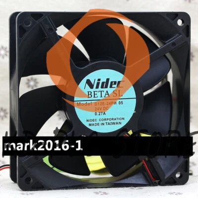 Nidec D12E-24PH 05 12cm 120*120*38mm DC 24V 0.27A 2 Wire Inverter Cooling Fan - Image 1 of 2
