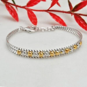 925 Sterling Silver Adjustable Bead Cuff Bangle Bracelet Women Fashion Jewelry - Picture 1 of 6