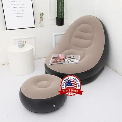 Надувное кресло-шезлонг с воздушным насосом для взрослых фильмы для помещений и улицы кемпинг - Изображение 1 из 4