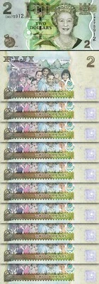 Fiji 2 Dollars 2007, UNC, 10 Pcs LOT, Consecutive, P-109a, Queen Elizabeth II - Image 1 of 4