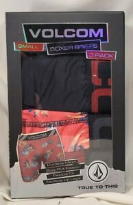 Volcom 3 Durable Mesh Boxer Briefs S Tropical Print, Solid Black, Red Flex Fit