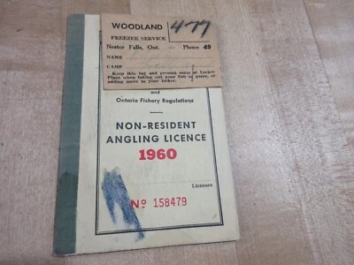 1960 Ontario Non Resident Anglers Fishing License #158470 + Freezer Tag (w10) - Image 1 of 4