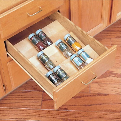 4SDI-18 Cut-To-Size Cutler Drawer Insert Wood Kitchen Spice Separator Organizer - Image 1 of 2