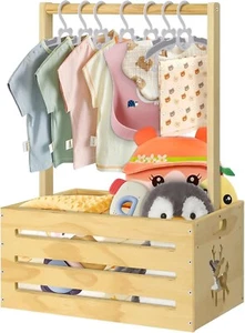 Wooden Baby Shower Crate Closet, Baby Toy Storage Basket with Handle - Picture 1 of 7