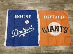 Los Angeles Dodgers vs. San Francisco Giants House Divided Flag 3x5 ft 2022 MLB - Picture 1 of 3