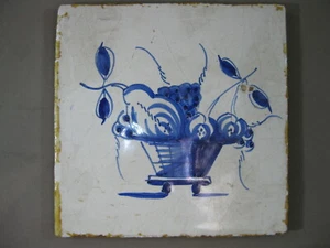 antike Fliese Fruchtschale blau Kachel Tegel Dutch Tile - 19 Jahrhundert - Bild 1 von 9