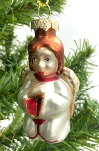 ¿Alemán vintage? Ángel de vidrio soplado adorno de Navidad ángel pintado a mano, 3,25" - Imagen 1 de 5