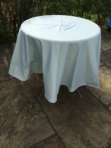VINTAGE Pale Blue Circular/Round Cotton Tablecloth With Corded Edge - Handmade - Picture 1 of 11
