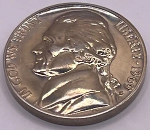 S Jefferson Nickel 5C 1969 - Prueba - Diseño original moderno (SKU 054) - Imagen 1 de 2