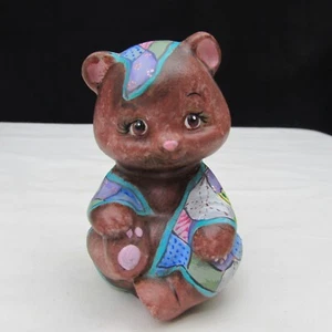 Fenton Crystal Satin OOAK Hand Painted Sitting Bear NIL W441 - Picture 1 of 6