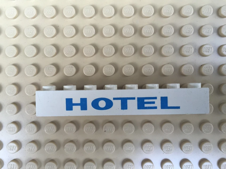 LEGO (3008) 1x8 HOTEL BIANCO WHITE DECORATED , 1 Mattoncino Brick Basic Steine - Immagine 1 di 1
