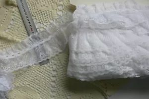 Ribbon Insert Lace 5 Metre 95mm Wide WHITE Twin Frill - Knitting Lace 55733 Frl - Picture 1 of 3