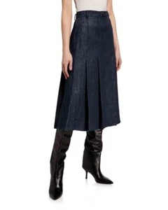 Custom Made To Order Denim Pleated A-line Work Career Day Skirt Plus 1x-10x Y830 - Picture 1 of 3